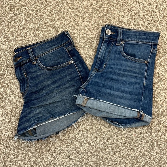 American Eagle Outfitters Pants - Denim Medium Wash Shorts Bundle w/ Raw Hems - Size 4